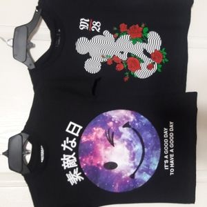 Bundle of 2 boy's t-shirt black, 1-Disney, 1-Amsterdam 100% cotton